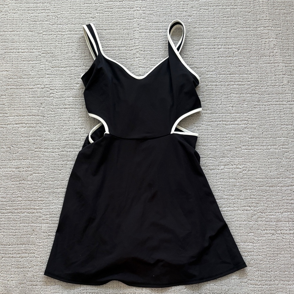 Old Navy Black Backless A-Line Dress with White Trim
